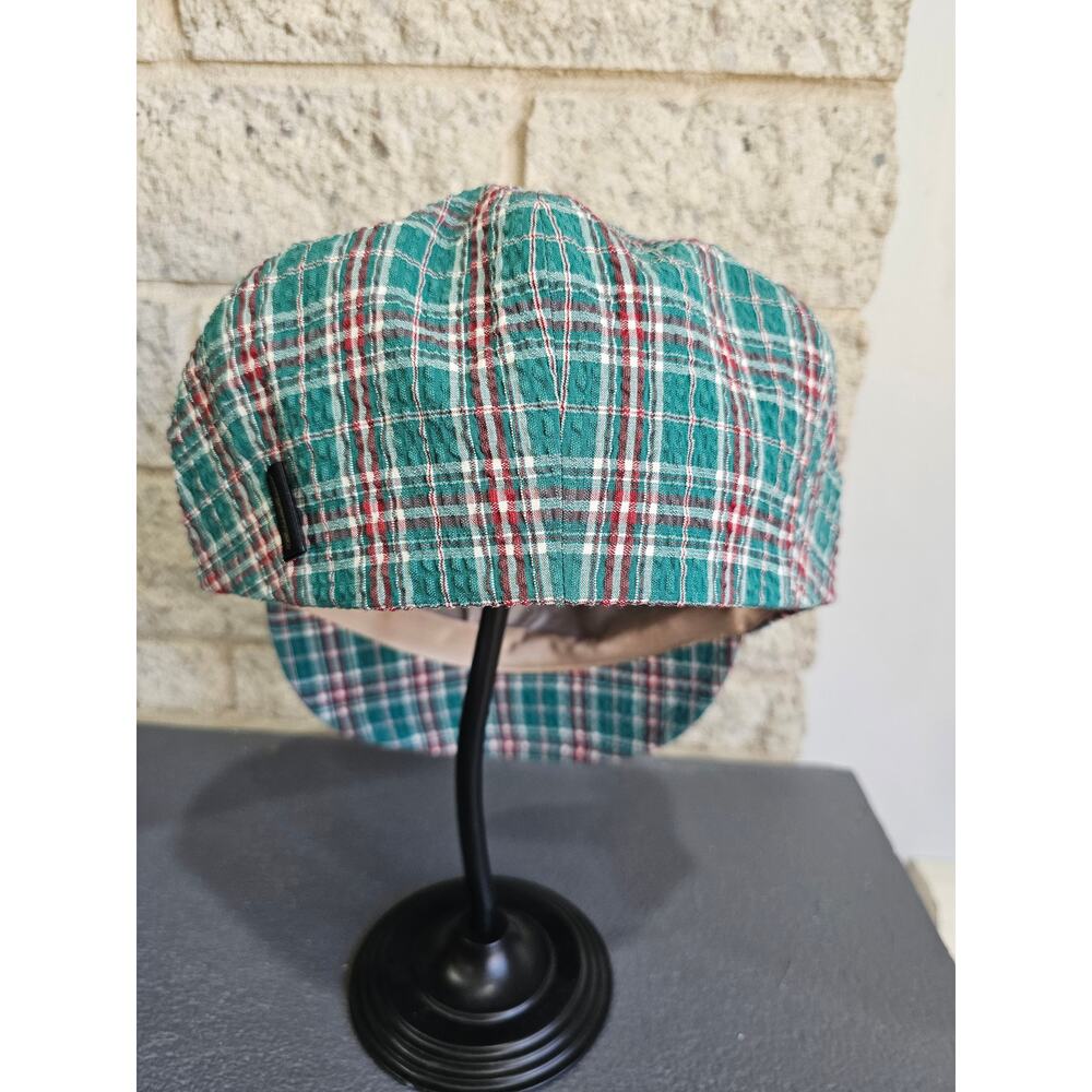Borsalino Hat, Newsboy Made in Italy 99% Cotton Green Red Plaid US Sz 7 3/8 New - Picture 8 of 11